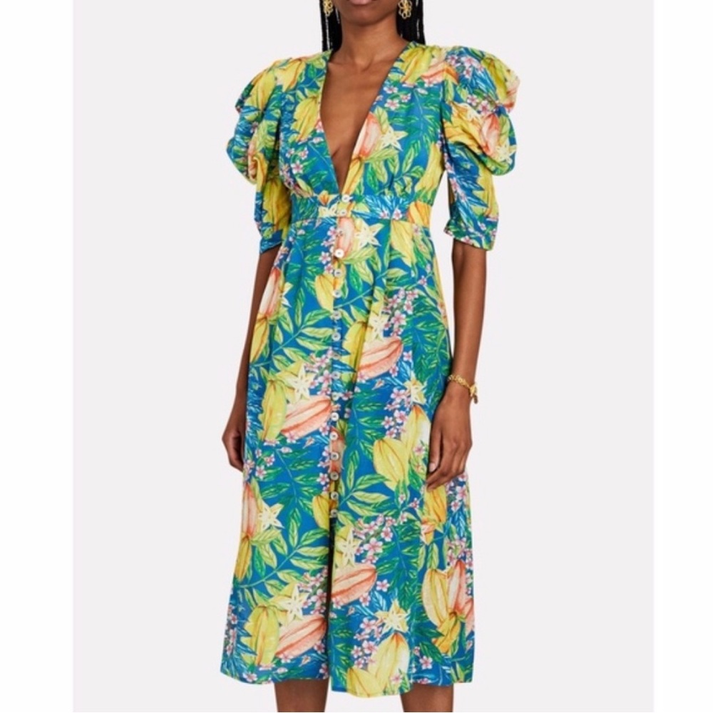 NWT FARM Rio Star Fruits Midi Dress, L